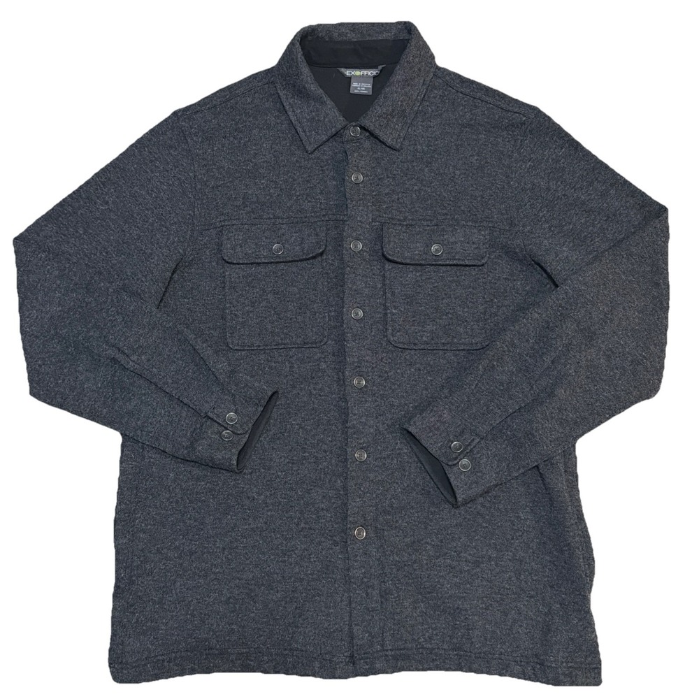 Exofficio Men's XL Gray Caminetto Long Sleeve Button Up Wool Blend Shacket